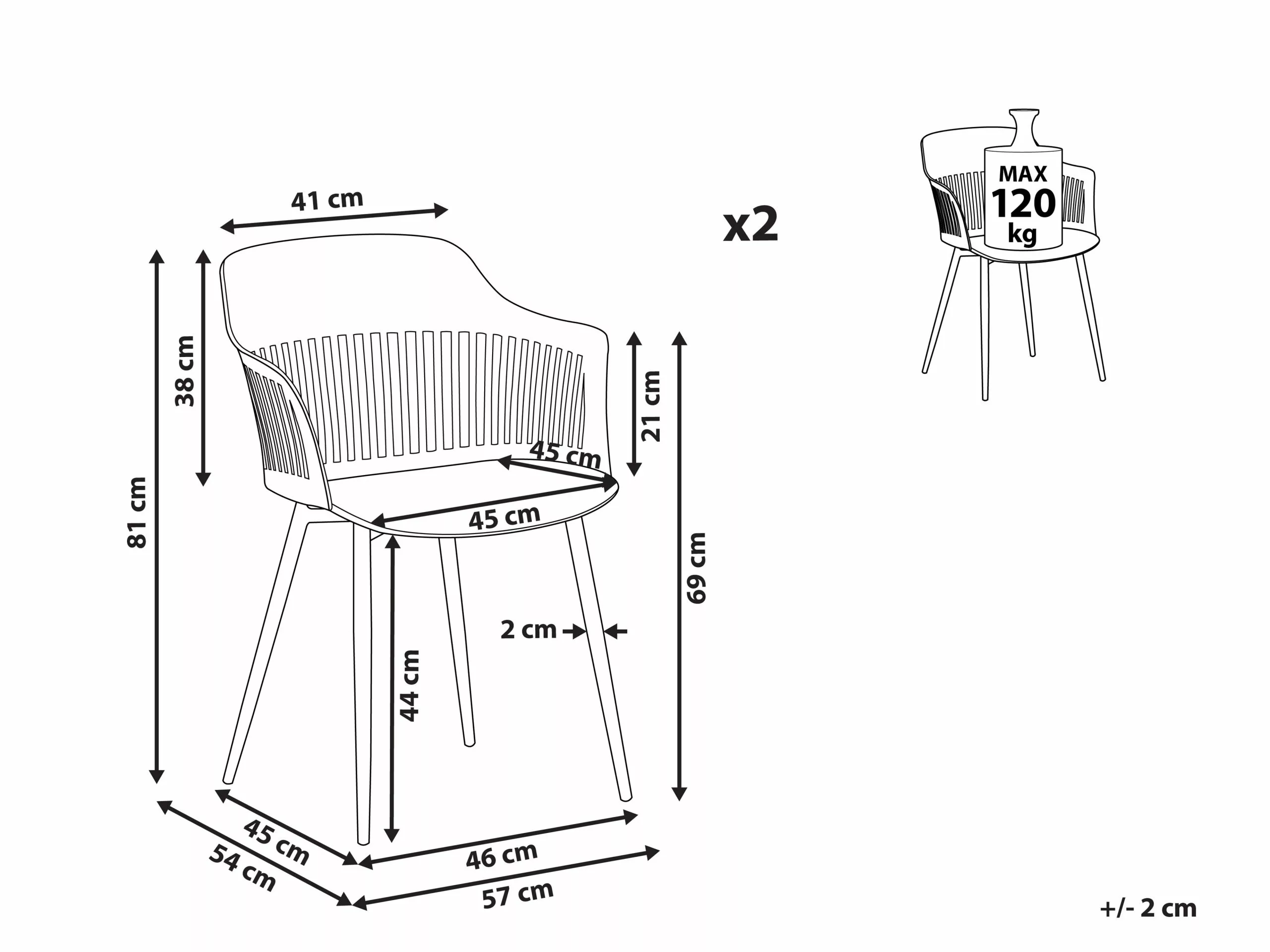 Beliani Tuoli Muovi Musta 2 Kpl BERECA - Image 9