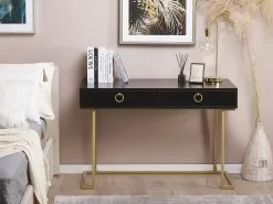 Beliani Konsolipöytä 2 Laatikkoa Musta/kulta WESTPORT -Käsinojalliset tuolit Winkel undef src sa picid 809730 type whitesh image