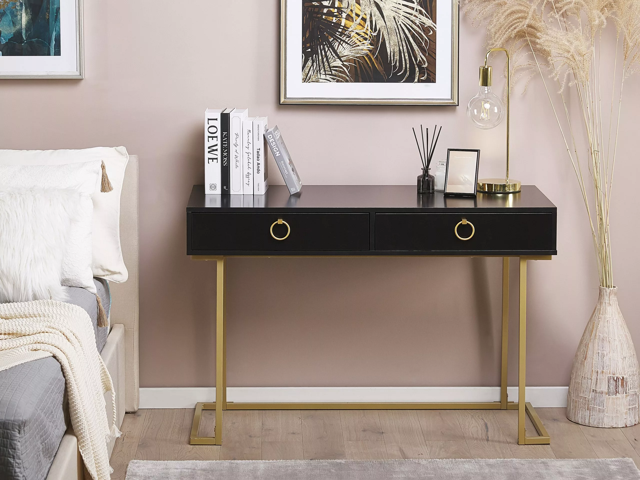 Beliani Konsolipöytä 2 Laatikkoa Musta/kulta WESTPORT - Image 7