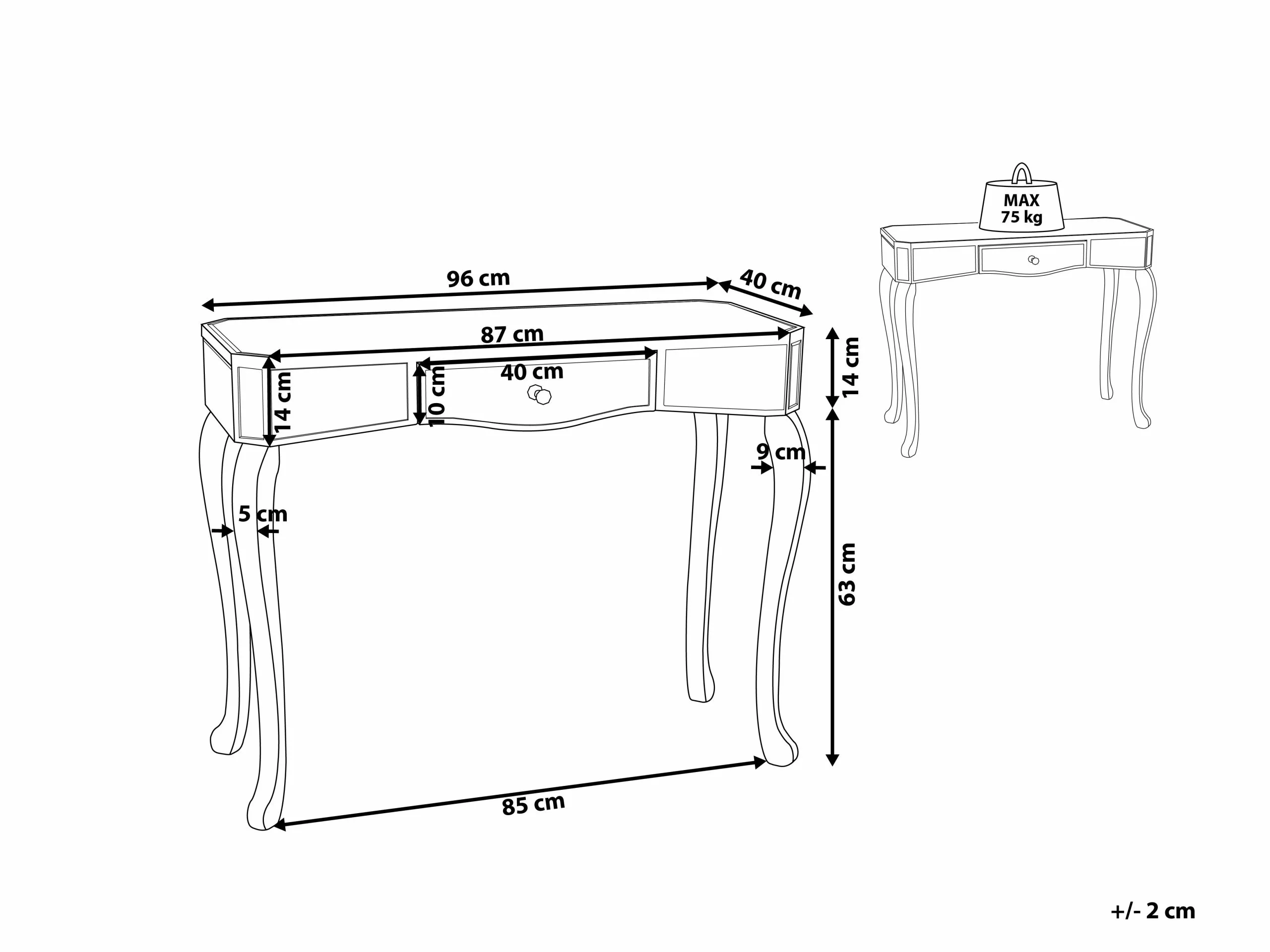 Beliani Konsolipöytä Peililasi Laatikko Hopea CARCASSONNE - Image 10