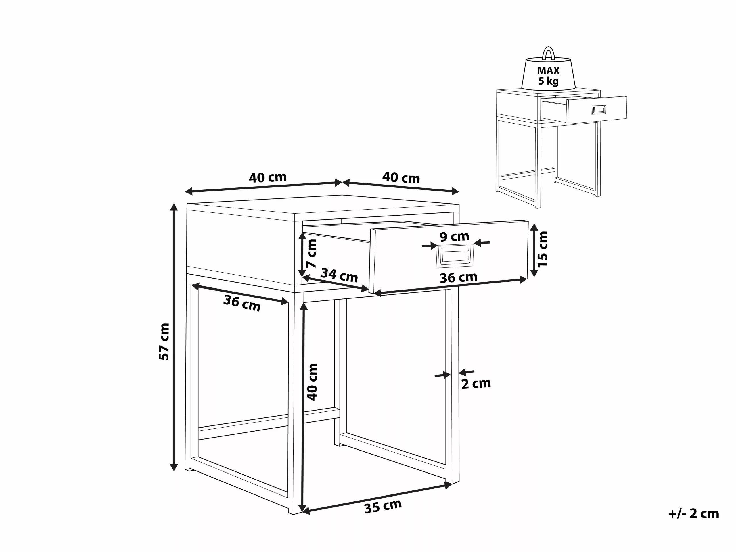 Beliani Sivupöytä Laatikko Valkoinen/kulta LARGO - Image 8