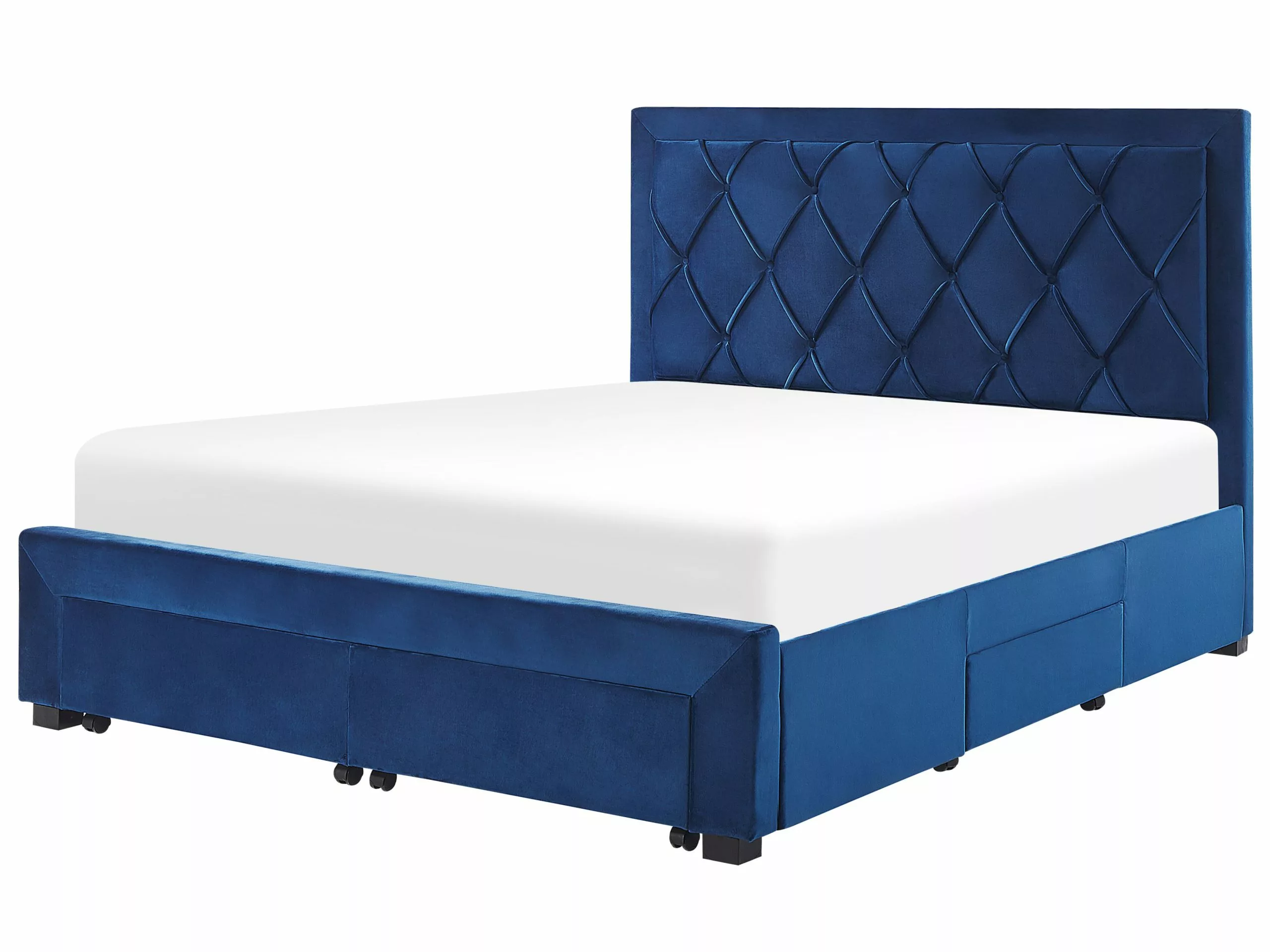 Beliani Parisänky Sametti Säilytystila Laivastonsininen 160 X 200 Cm LIEVIN - Image 5