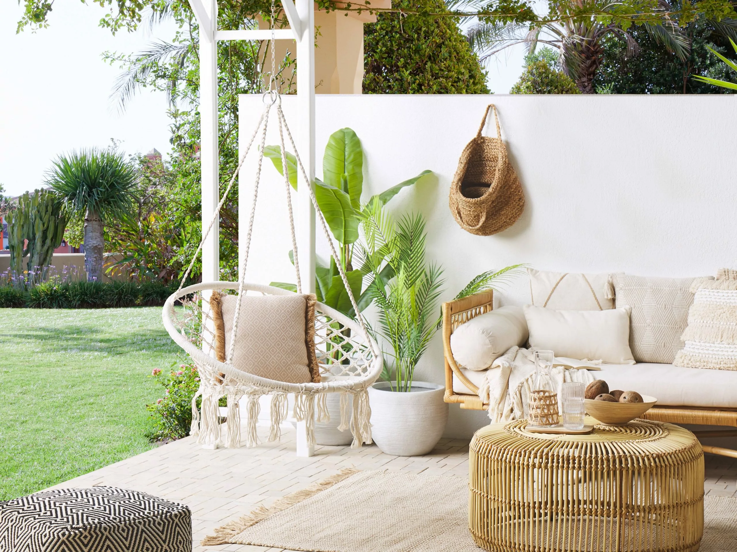 Beliani Riipputuoli Puuvilla Valkoinen GABELLA - Image 2