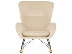 Beliani Keinutuoli Sametti Beige ELLAN 12 Beliani Keinutuoli Sametti Beige ELLAN -Käsinojalliset tuolit Winkel undef src sa picid 822915 type whitesh image