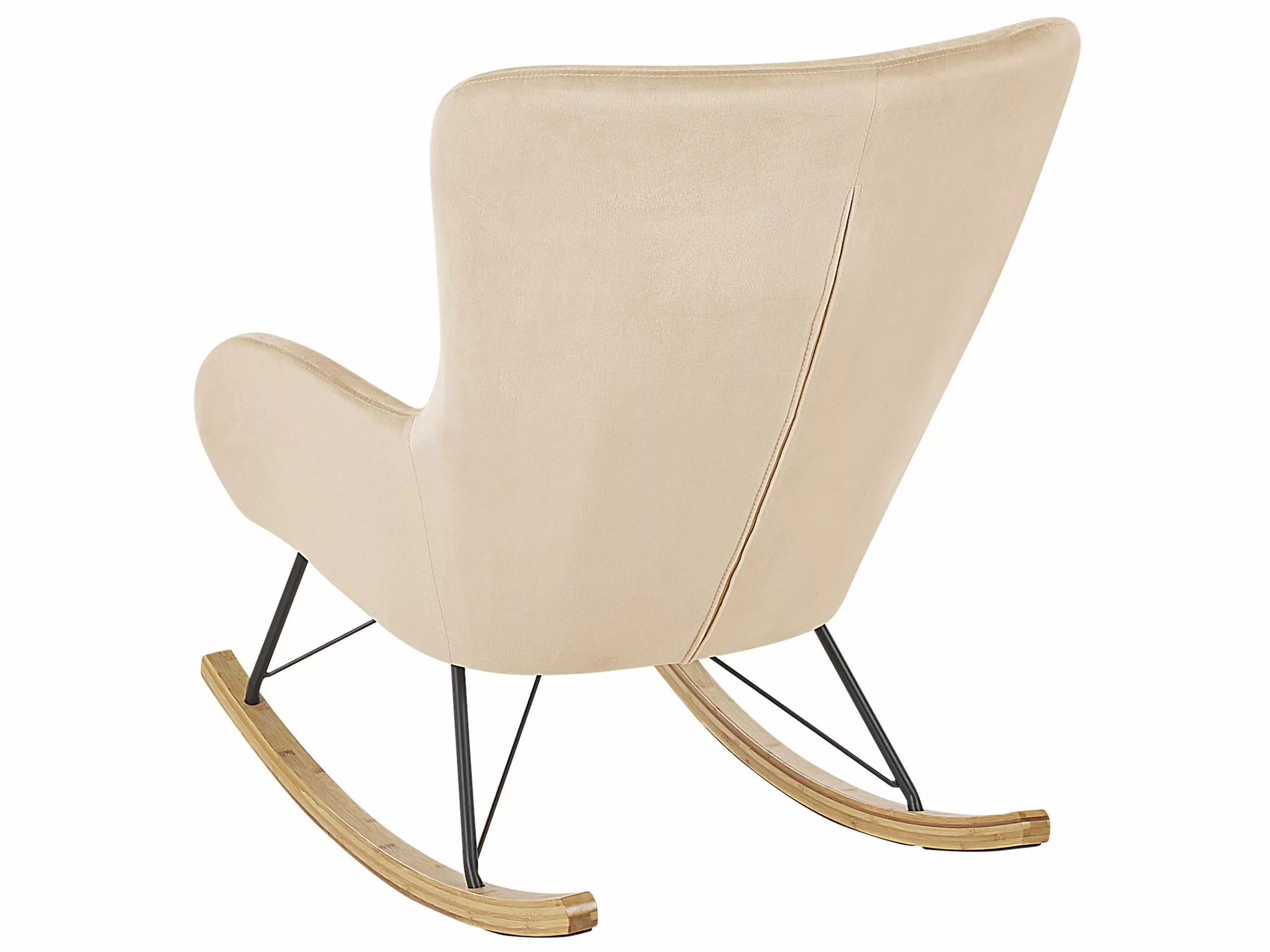 Beliani Keinutuoli Sametti Beige ELLAN 4 Beliani Keinutuoli Sametti Beige ELLAN - Image 4