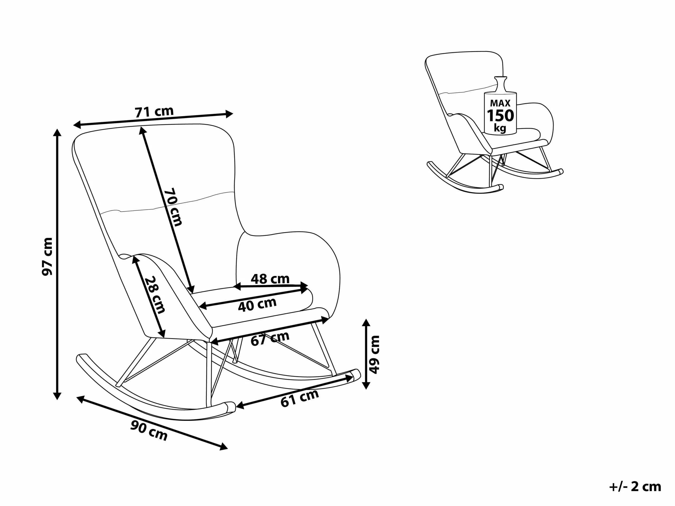 Beliani Keinutuoli Sametti Beige ELLAN 10 Beliani Keinutuoli Sametti Beige ELLAN - Image 10