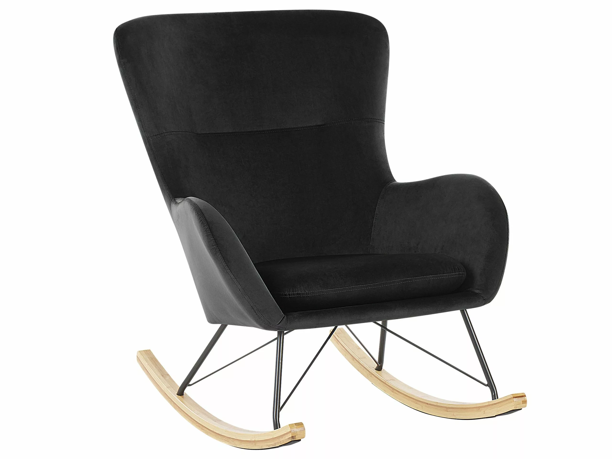 Beliani Keinutuoli Sametti Musta ELLAN 1 Beliani Keinutuoli Sametti Musta ELLAN