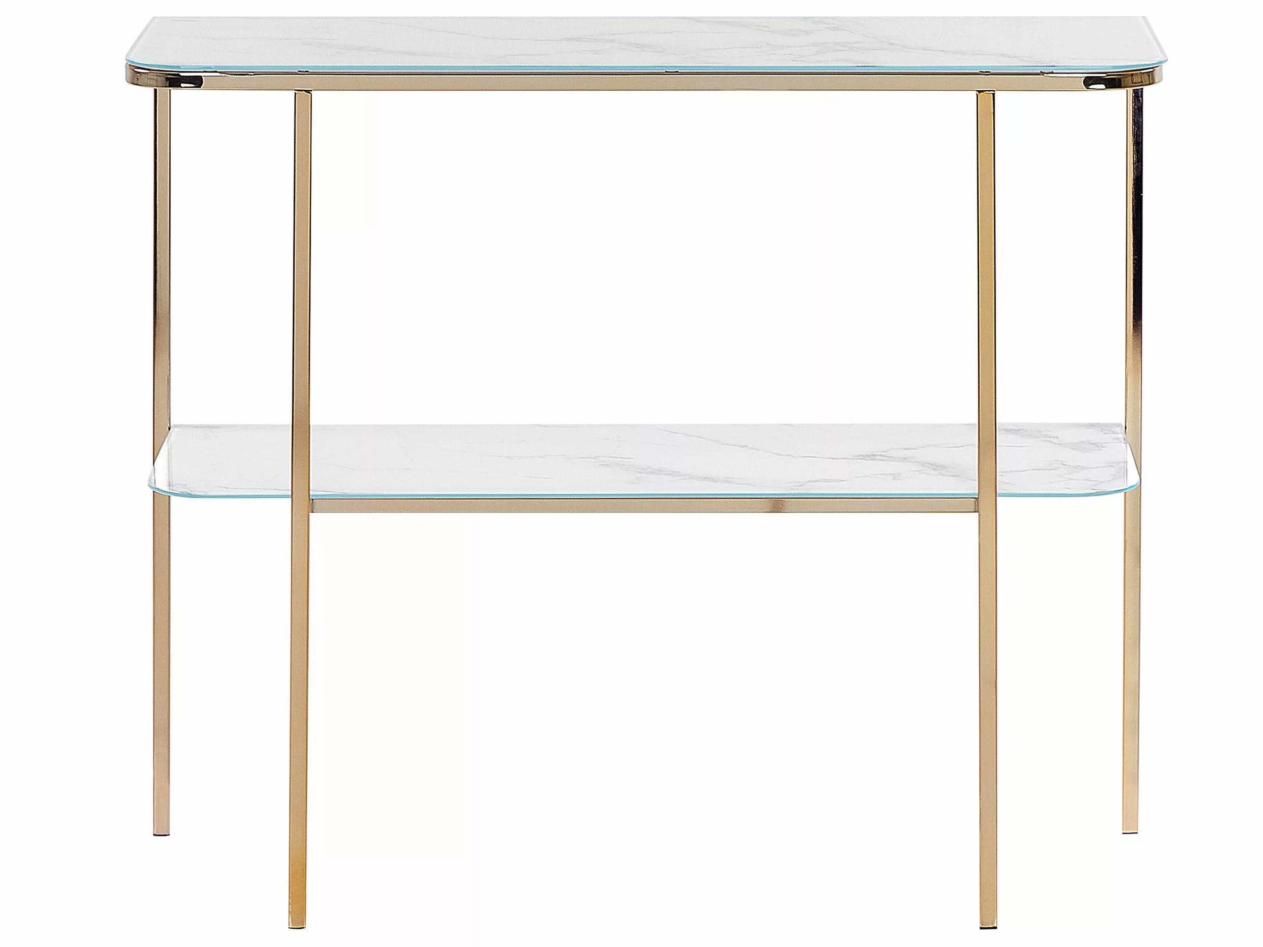 Beliani Konsolipöytä Teräs Marmorikuvio Valkoinen/kulta CALVERT 4 Beliani Konsolipöytä Teräs Marmorikuvio Valkoinen/kulta CALVERT - Image 4