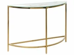 Beliani Konsolipöytä Marmorikuvio Valkoinen/kulta ORITA