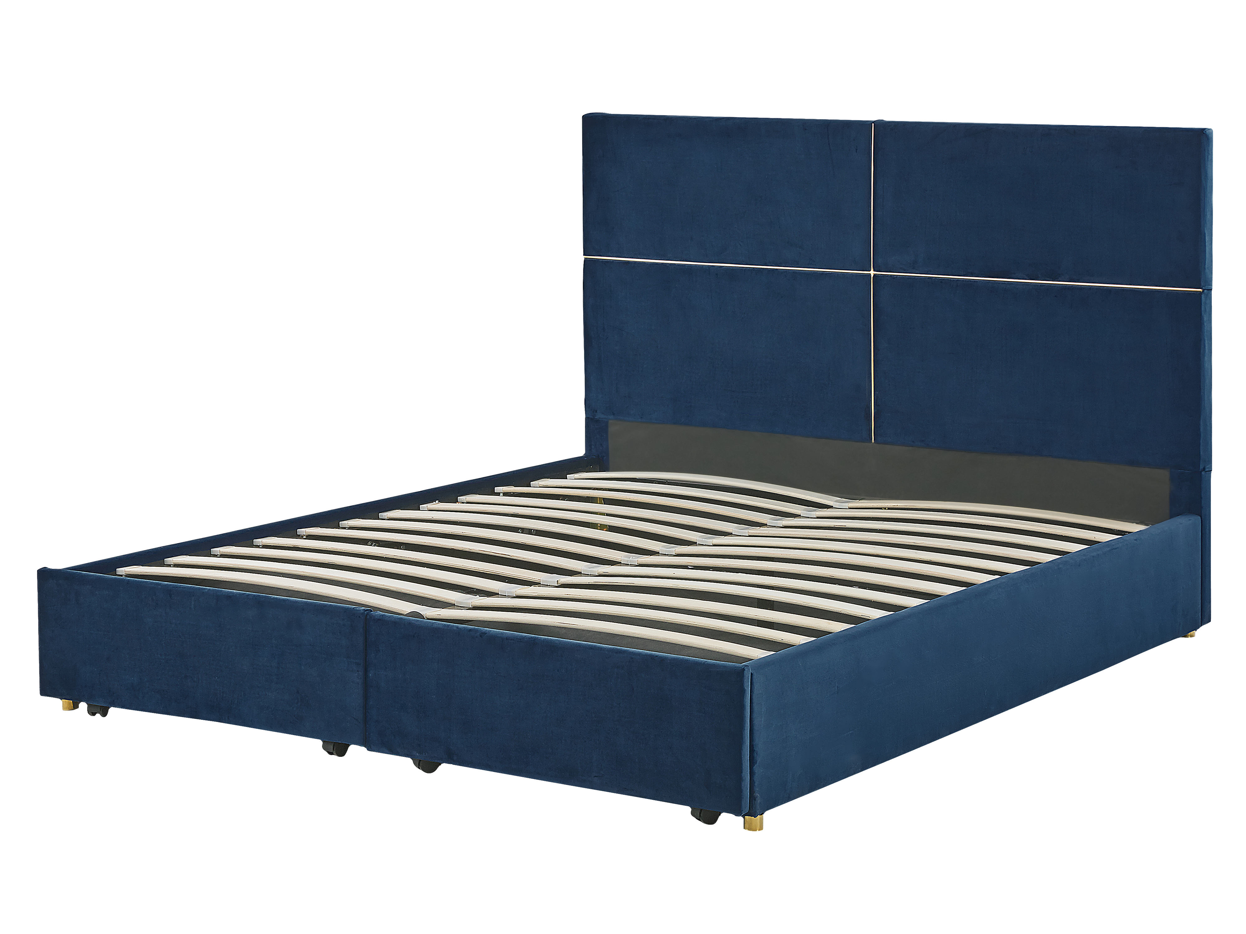 Beliani Parisänky Sametti Säilytystila Laivastonsininen 160 X 200 Cm VERNOYES - Image 5