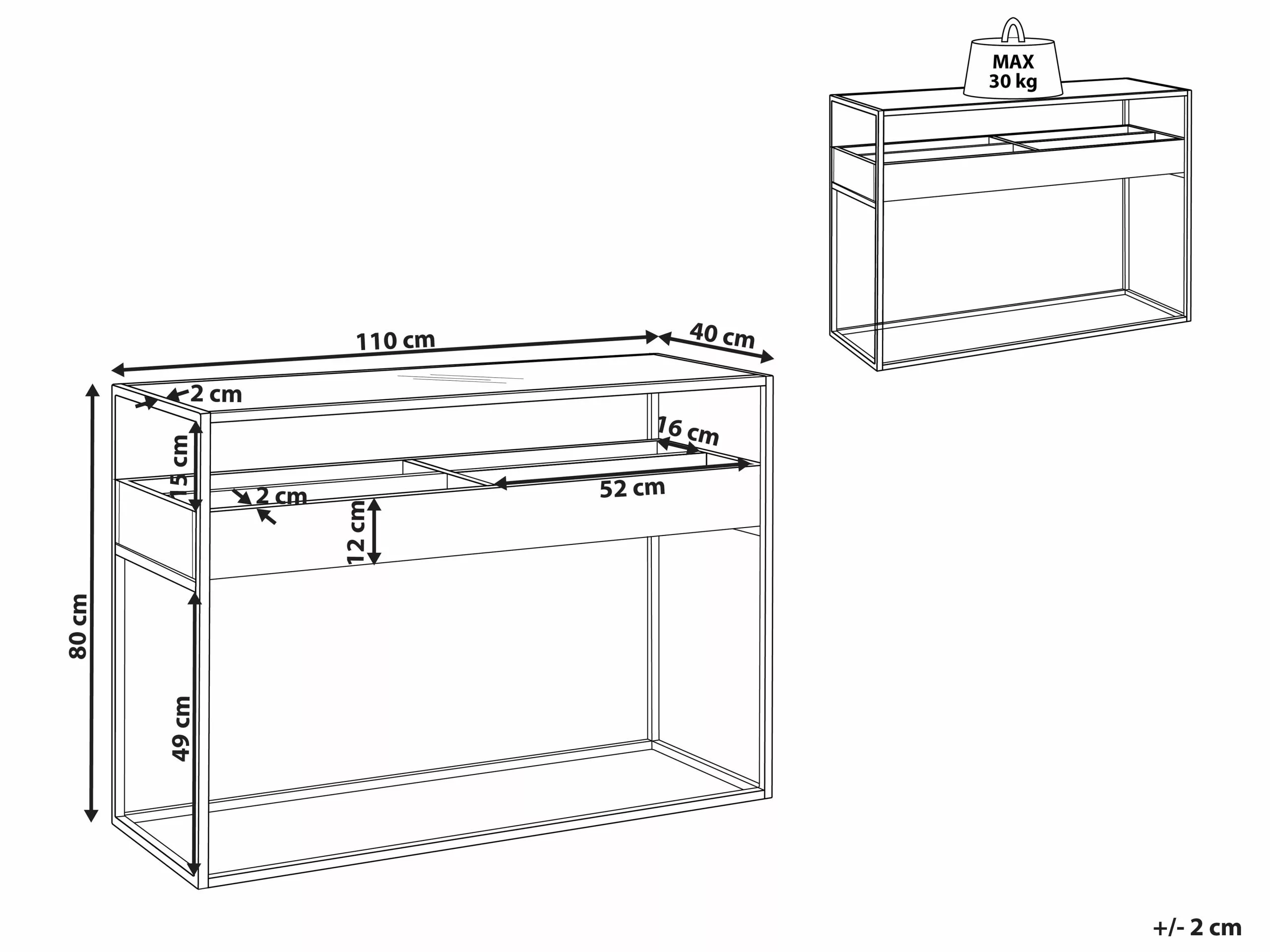 Beliani Konsolipöytä Lasitasolla Tumma Puu/musta WACO - Image 10