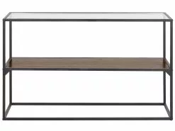 Beliani Konsolipöytä Lasitasolla Tumma Puu/musta TAOS -Käsinojalliset tuolit Winkel undef src sa picid 825583 type whitesh image