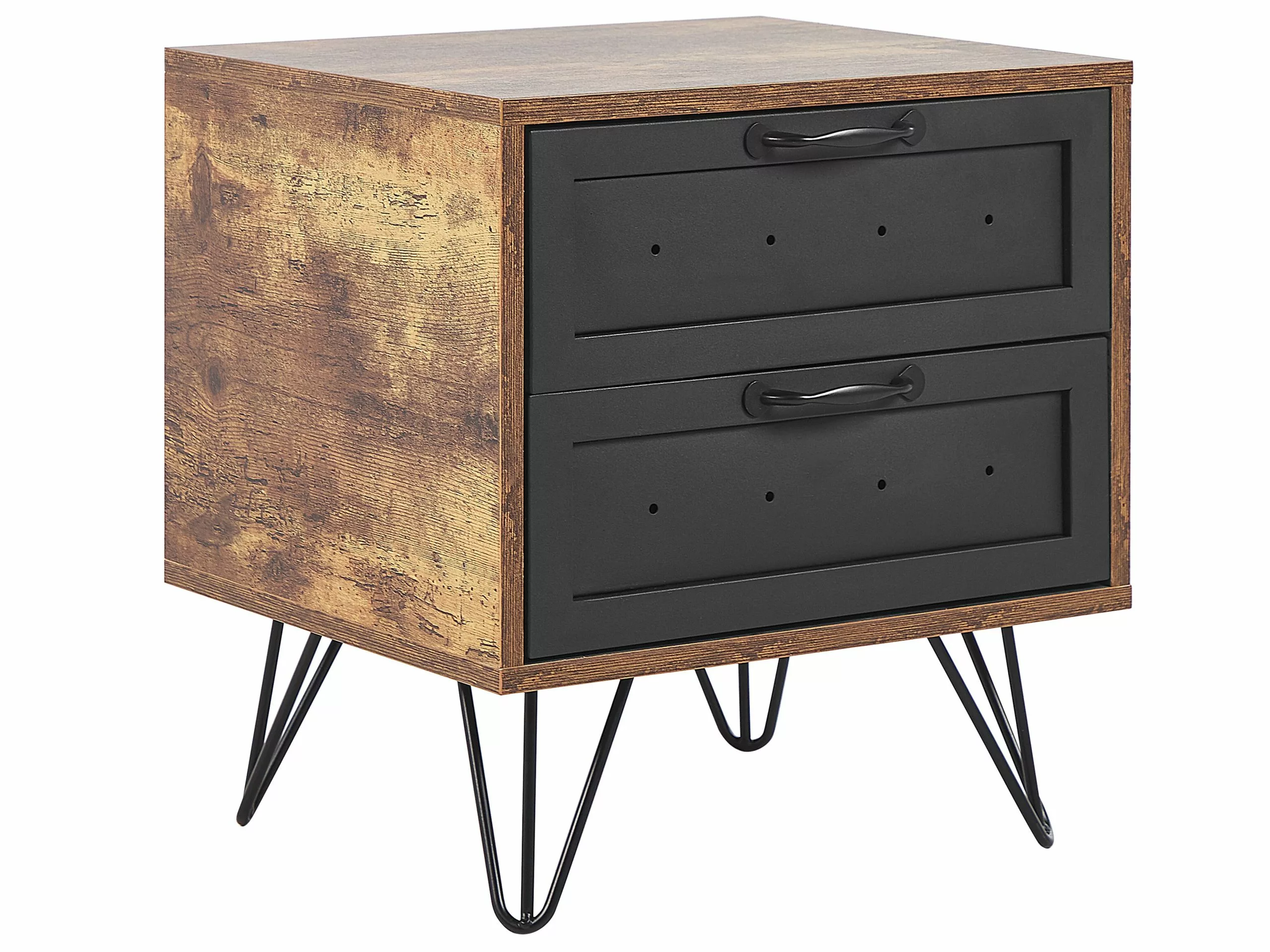 Beliani Yöpöytä 2 Laatikkoa Tumma Puu/musta ARKAN