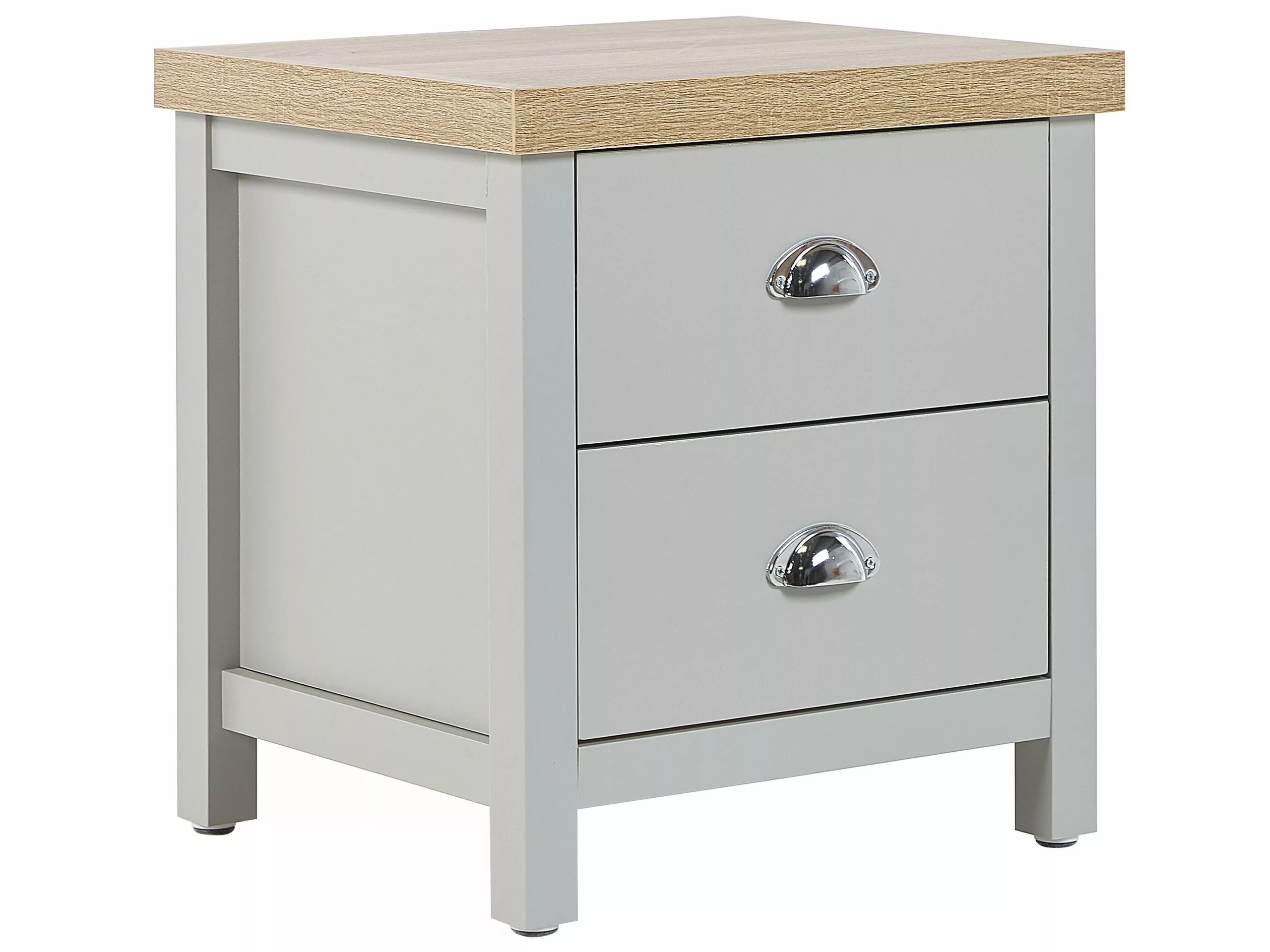 Beliani Yöpöytä 2 Laatikkoa Vaaleanharmaa/vaalea Puu CLIO