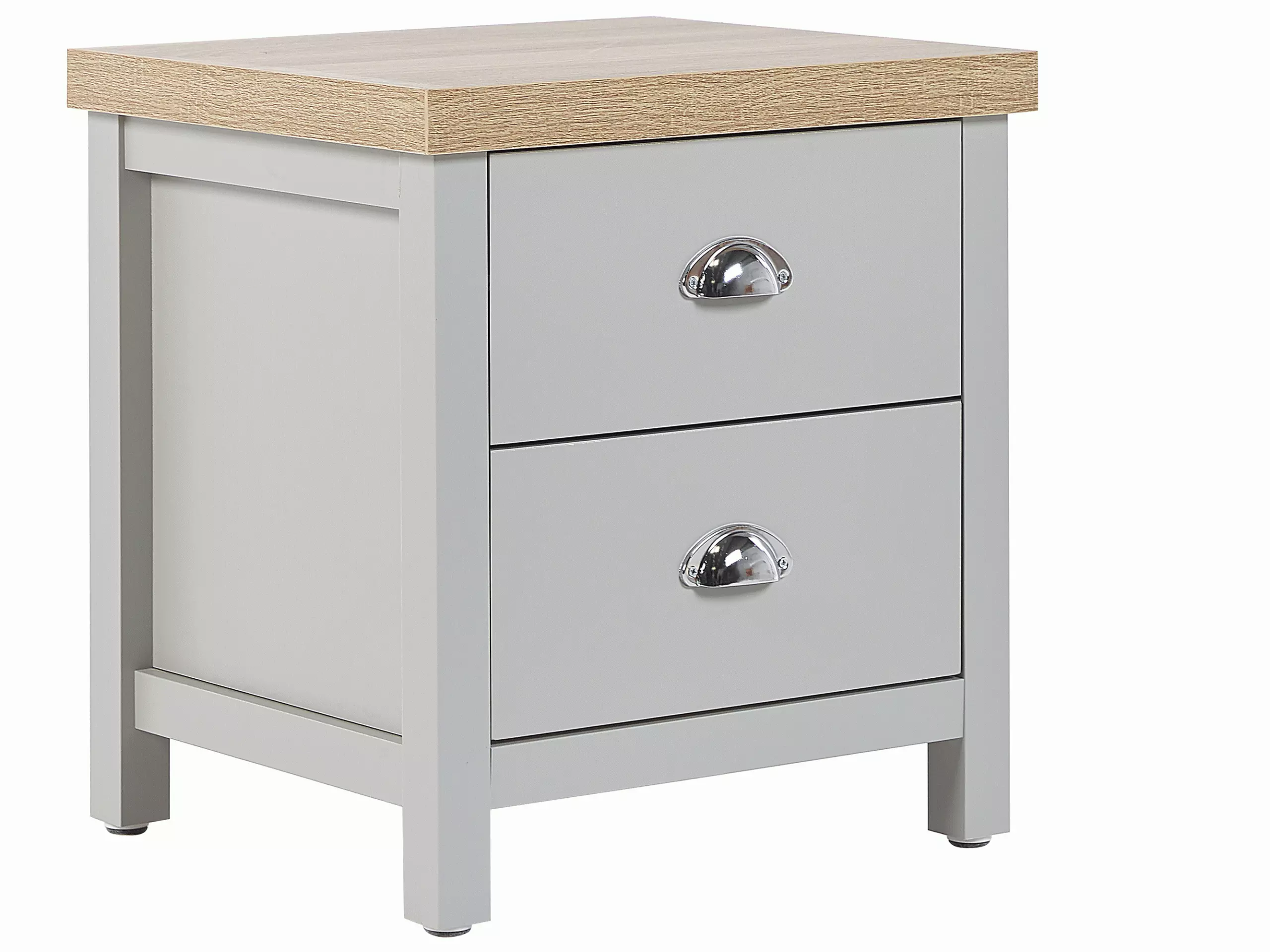 Beliani Yöpöytä 2 Laatikkoa Vaaleanharmaa/vaalea Puu CLIO - Image 3