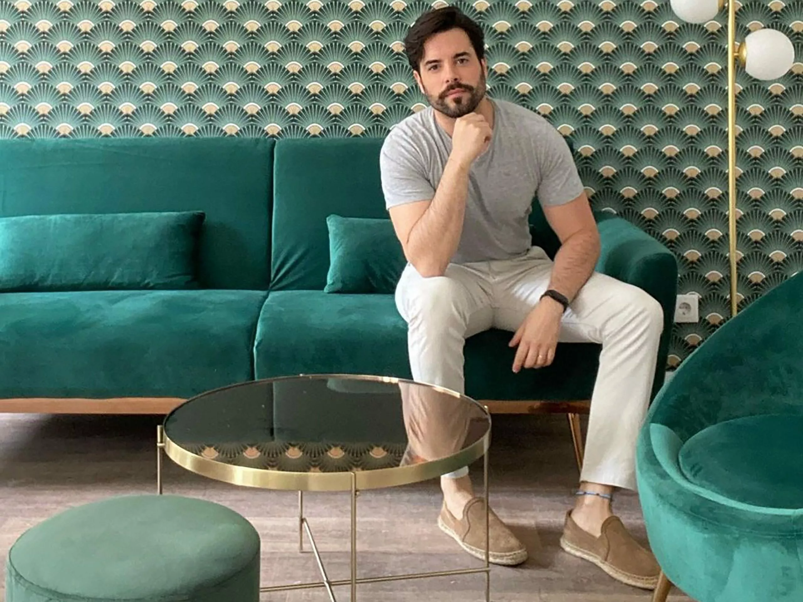 Beliani Nojatuoli Samettinen Vihreä LANGA - Image 3