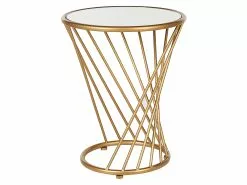 Beliani Sivupöytäsetti Peililasitasolla Rauta Kulta 2 Kpl TWIST -Käsinojalliset tuolit Winkel undef src sa picid 829612 type whitesh image