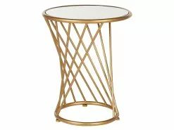 Beliani Sivupöytäsetti Peililasitasolla Rauta Kulta 2 Kpl TWIST -Käsinojalliset tuolit Winkel undef src sa picid 829613 type whitesh image