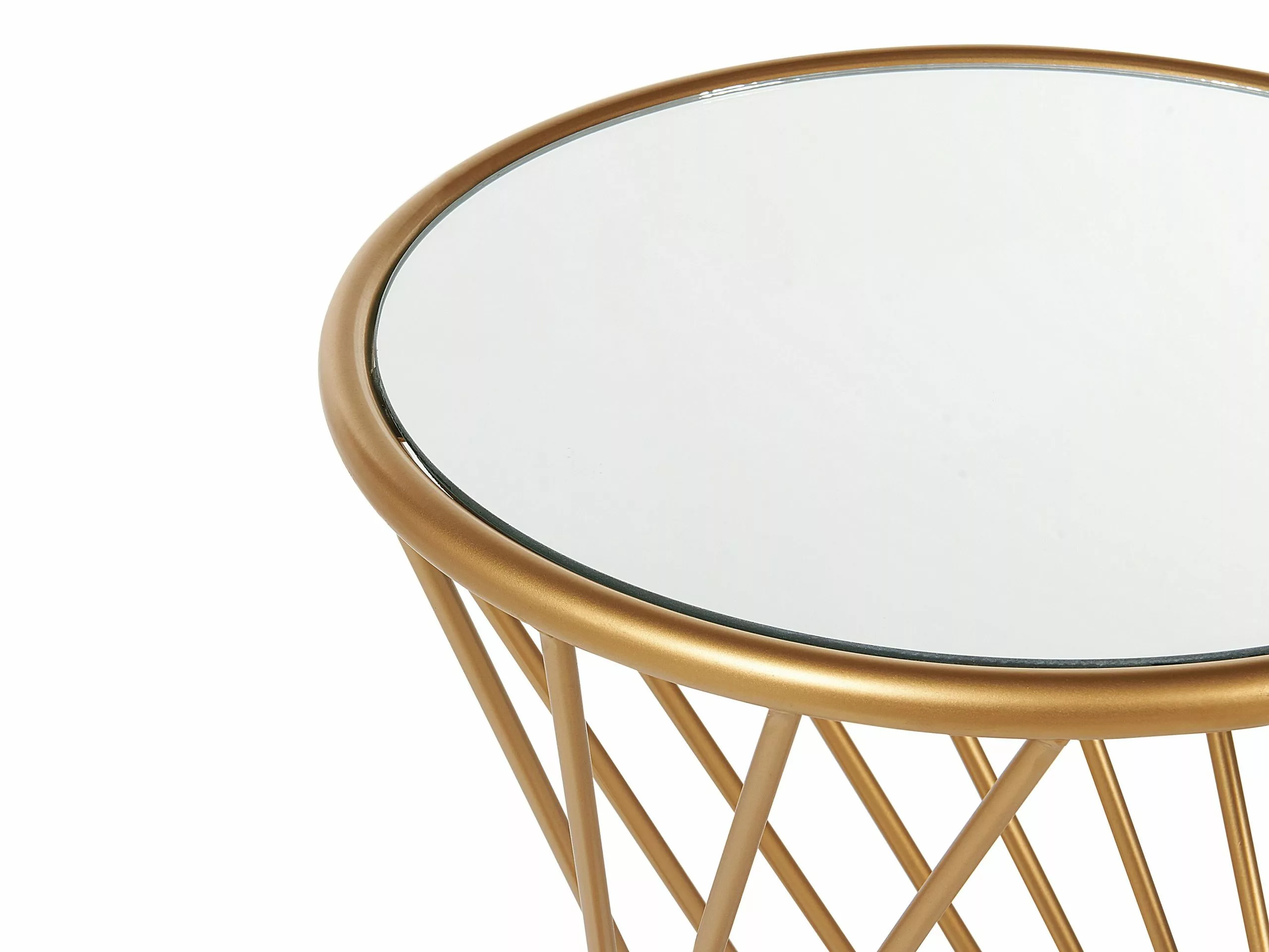 Beliani Sivupöytäsetti Peililasitasolla Rauta Kulta 2 Kpl TWIST - Image 7