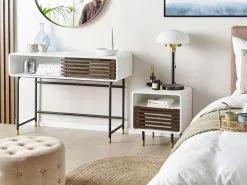 Beliani Konsolipöytä Valkoinen/tumma Puu RIFLE -Käsinojalliset tuolit Winkel undef src sa picid 832822 type whitesh image