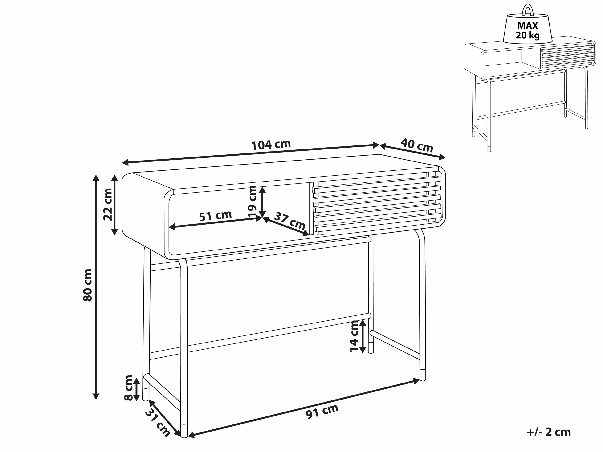 Beliani Konsolipöytä Valkoinen/tumma Puu RIFLE - Image 10