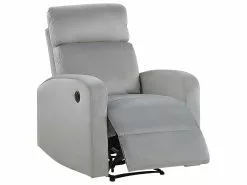 Beliani Nojatuoli Sametti Sähkösäädettävä Vaaleanharmaa VERDAL