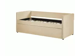 Beliani Sänky Sametti Lisävuode Beige 90 X 200 Cm TROYES -Käsinojalliset tuolit Winkel undef src sa picid 837074 type whitesh image