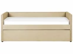 Beliani Sänky Sametti Lisävuode Beige 90 X 200 Cm TROYES -Käsinojalliset tuolit Winkel undef src sa picid 837076 type whitesh image