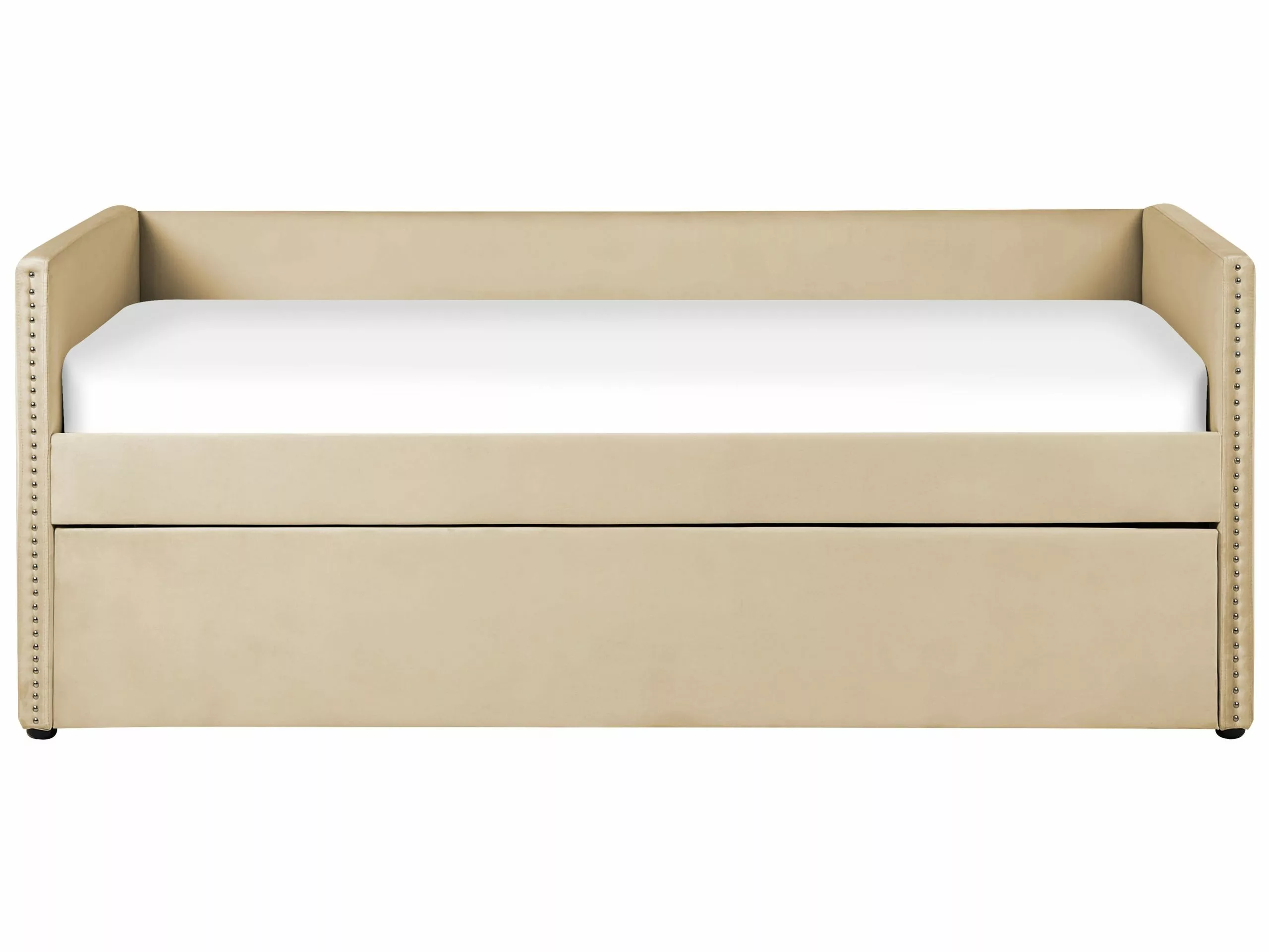 Beliani Sänky Sametti Lisävuode Beige 90 X 200 Cm TROYES - Image 5