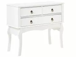 Beliani Konsolipöytä 3 Laatikkoa Valkoinen LAMAR -Käsinojalliset tuolit Winkel undef src sa picid 840566 type whitesh image