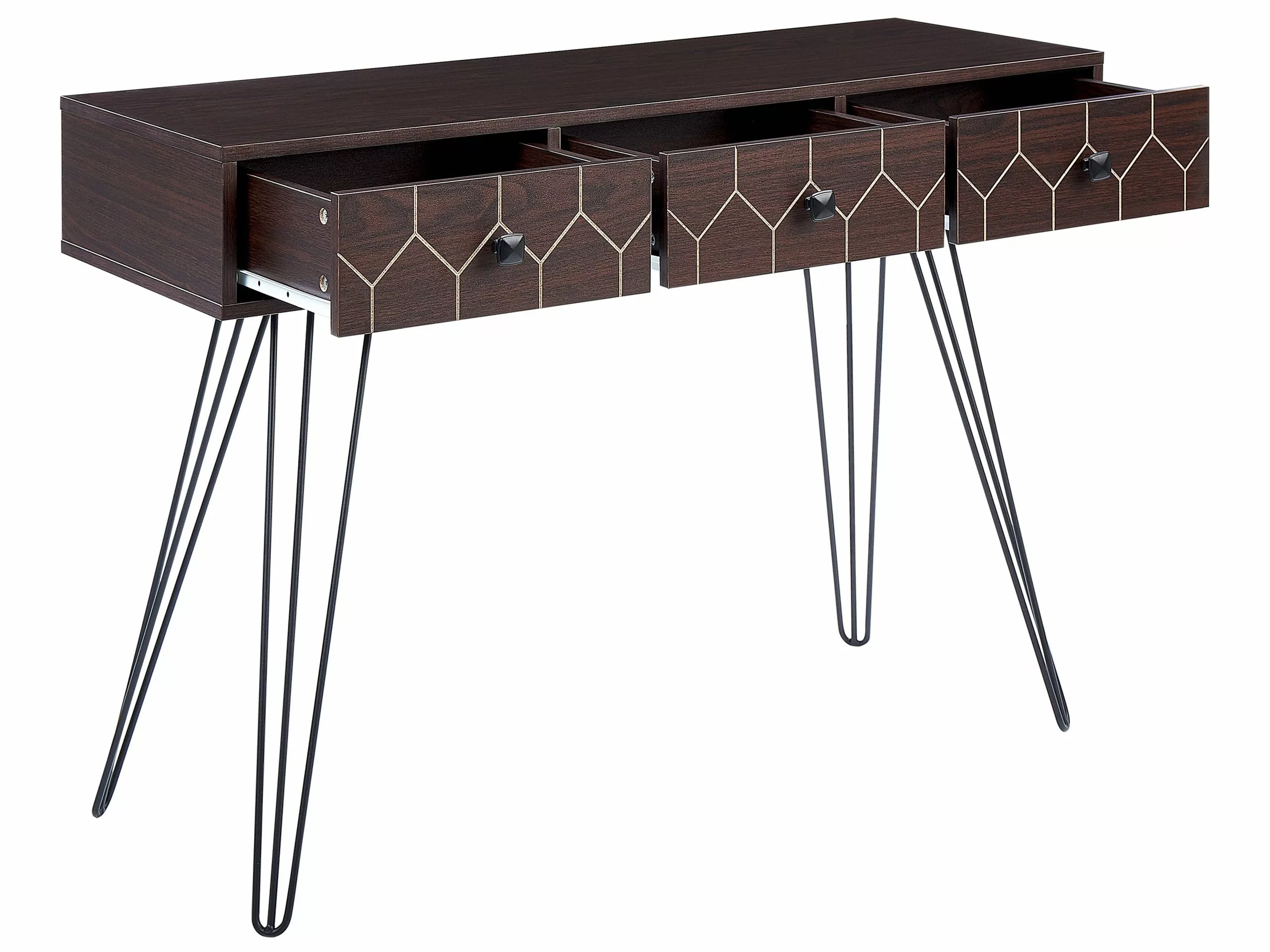 Beliani Konsolipöytä 3 Laatikkoa Tumma Puu/musta MALSALA - Image 5