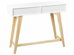 Beliani Konsolipöytä 2 Laatikkoa Valkoinen/vaalea Puu SULLY -Käsinojalliset tuolit Winkel undef src sa picid 848833 type whitesh image