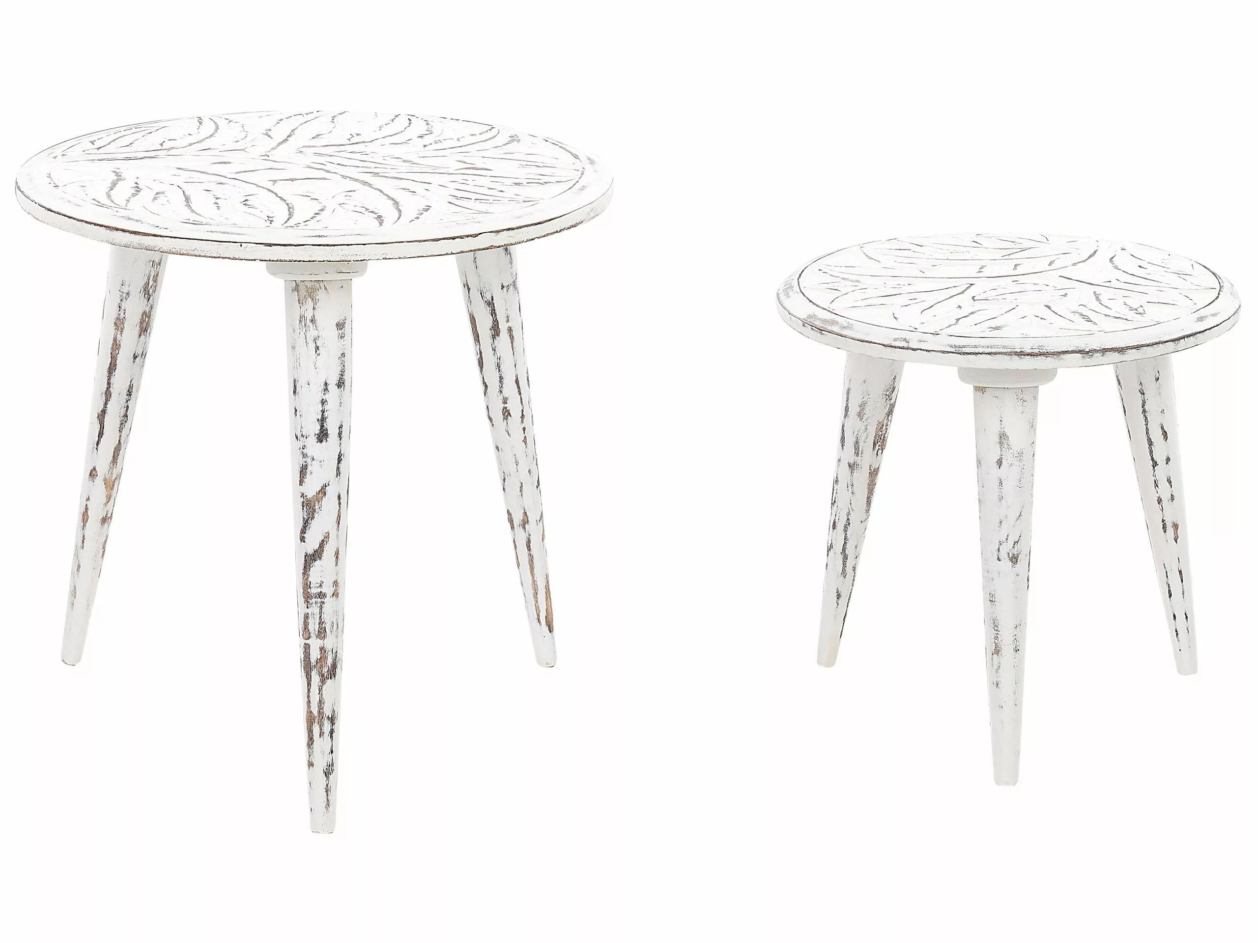 Beliani Sivupöytäsetti Mangopuu Luonnonvalkoinen 2 Kpl CHANDRA 1 Beliani Sivupöytäsetti Mangopuu Luonnonvalkoinen 2 Kpl CHANDRA