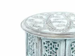 Beliani Sivupöytä Mangopuu Vaaleansininen BORAI 8 Beliani Sivupöytä Mangopuu Vaaleansininen BORAI -Käsinojalliset tuolit Winkel undef src sa picid 852174 type whitesh image