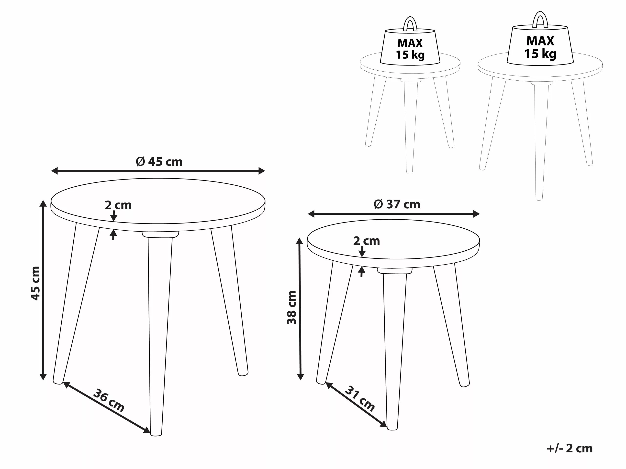 Beliani Sivupöytäsetti Mangopuu Tumma Puu/kulta 2 Kpl CHANPI - Image 8